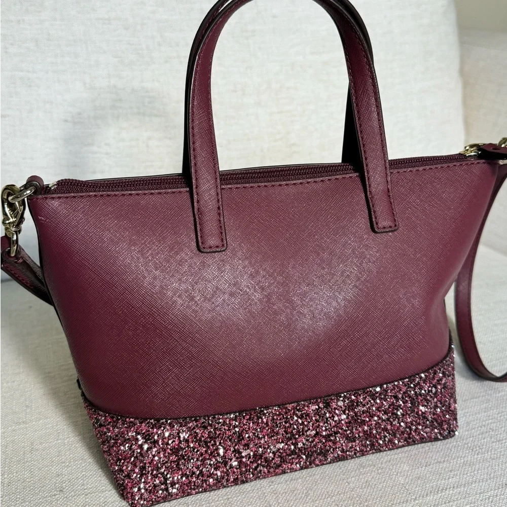 Kate Spade New‎ York Glitter Trim Leather Handle Bag
